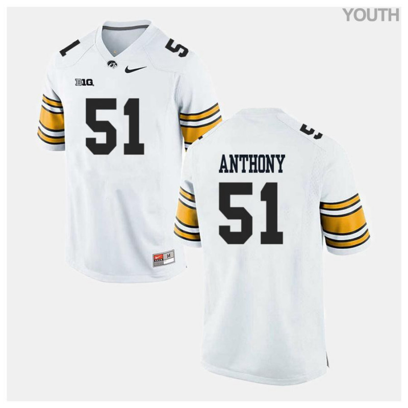 Youth Iowa Hawkeyes NCAA #51 Will Anthony White Authentic Nike Alumni Stitched College Football Jersey NB34Z11NK